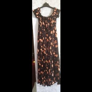 Black floral Maxi Dress with side slits